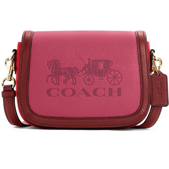 Coach Handbags - Coach Colorblock Violet Pebble Leather Horse & Carriage Saddle Handbag Crossbody
